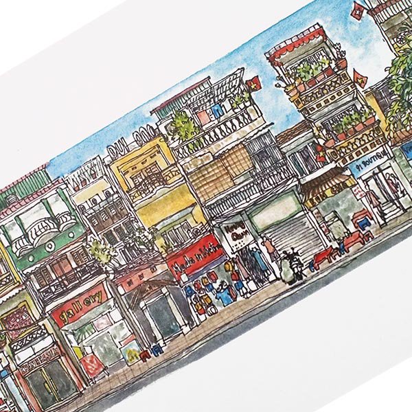 画家 Eriko Hamada ベトナム ポストカード 「ハノイ旧市街」 【画像3】