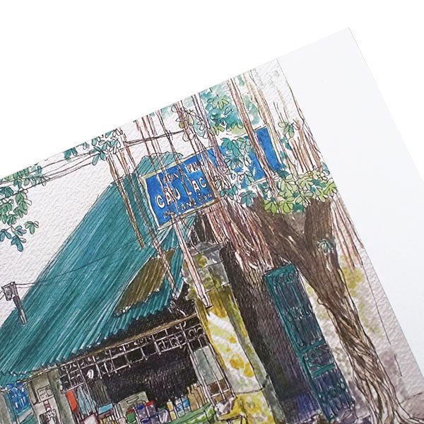 画家 Eriko Hamada ベトナム ポストカード 「角の休憩所」 【画像5】