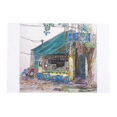 画家 Eriko Hamada ベトナム ポストカード 「角の休憩所」 