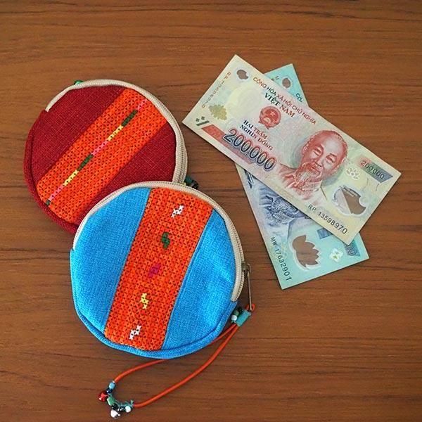 モン族 コインケース 刺繍ポーチ まる型かわいい4種
