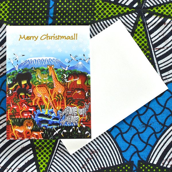 タンザニア ティンガティンガ クリスマスカード（封筒付き）【画像2】
