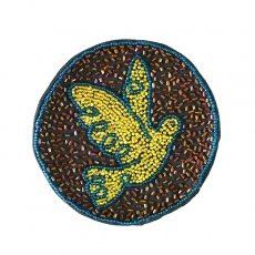 青・ブルー 雑貨 ベトナム 刺繍 トリ ビーズ コースター