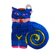 ネコ  猫 モチーフ 雑貨 メキシコ ブリキオーナメント（ブルー ネコ）