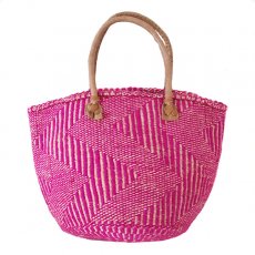 アフリカ バッグ 小物雑貨 ケニア  サイザル バッグ（ピンク カゴバッグ）