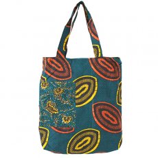 アフリカ バッグ 小物雑貨 タンザニア  キテンゲ 布 リバーシブル ショルダーバッグ（グリーン）