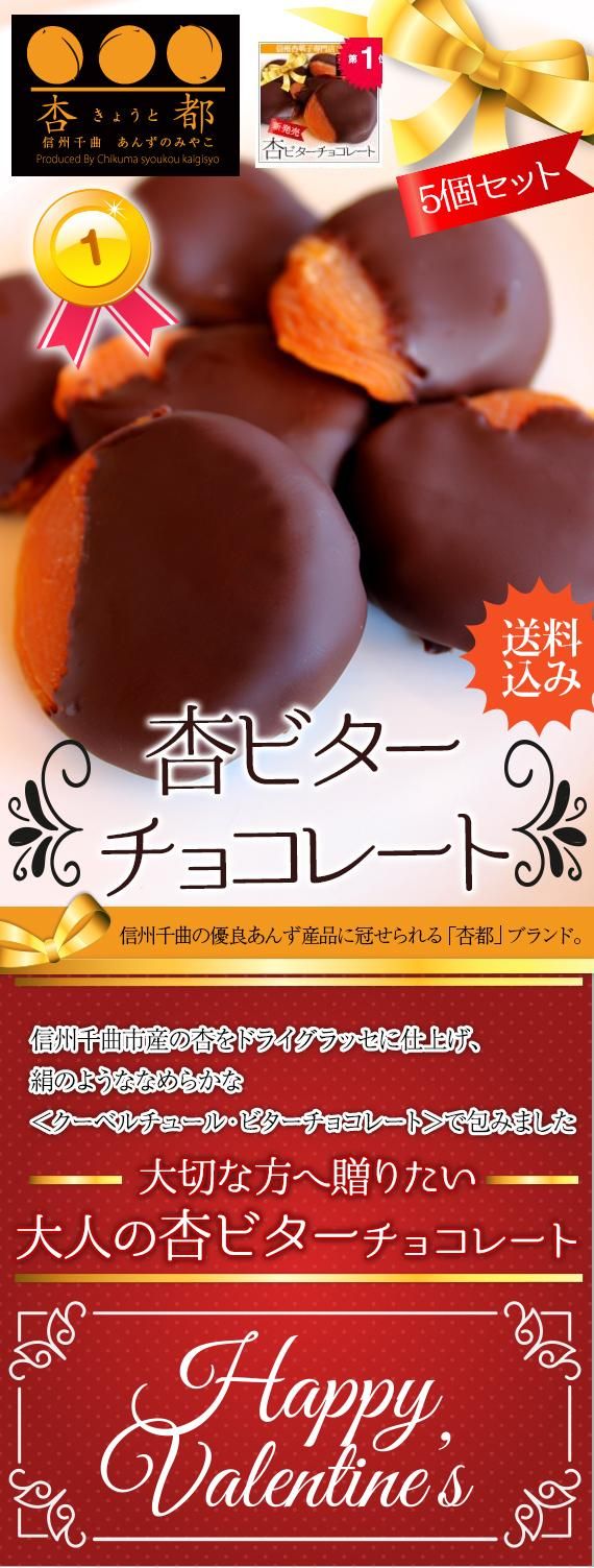 送料込み お得なまとめ買い フルーツ洋菓子部門 チョコレート部門 人気ランキング 1位獲得 杏ビターチョコ6個入5箱 ホワイトデー21 チョコ スイーツ 信州杏菓子専門店 長坂製菓 杏花堂