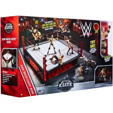 パッケージダメージ有りA】WWE Raw Main Event Elite Scale リング・プレイセット with ゴールドバーグ・フィギュア -  レスリング・マーチャンダイズ