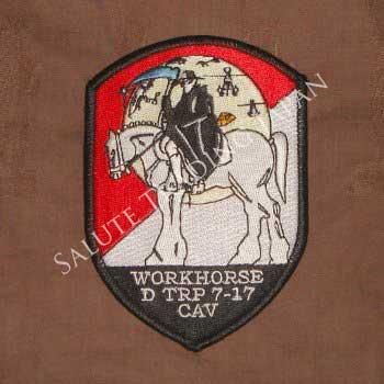 福袋 売れ残り 米陸軍】第17騎兵連隊第7飛行隊D部隊「WORKHORSE」パッチ 装飾材料