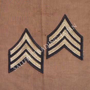 米陸軍】WWII Sergeant（3等軍曹）刺しゅうタイプ階級章ペア#1