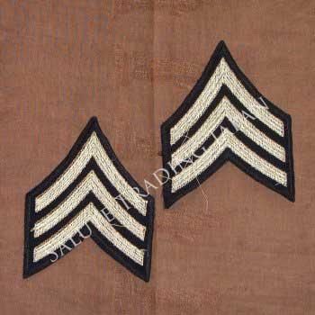 米陸軍、WW2階級章 米陸軍】WWII Sergeant（3等軍曹）刺しゅうタイプ階級章ペア#1
