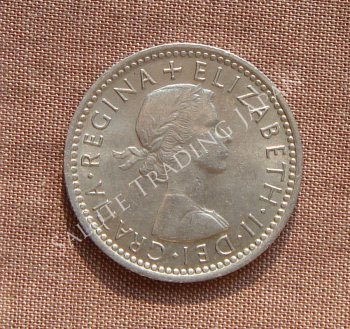 イギリス6ペンスコイン1956年（エリザベス二世肖像）中古 - Salute