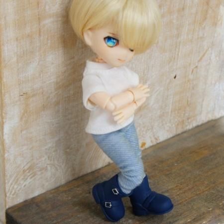 オビツ11cm用DOLLCEオリジナル エンジニアブーツ カシスブルー