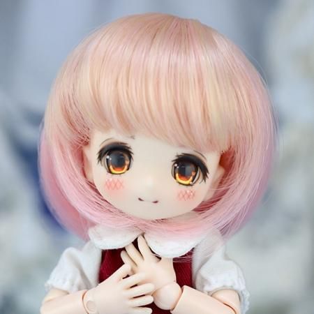 4inchグラデーションボブ 黄 桃 Dollウィッグと洋服のお店 Dollce ドルチェ