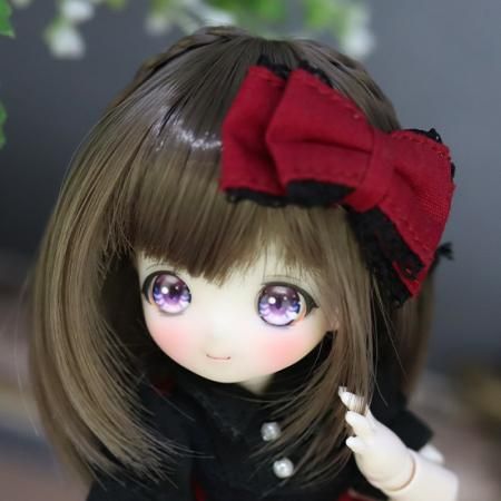 ドール　ビオラ(鈍色リボンウェーブ/ドレス) ドルチェオリジナルミニスウィーツドール オビツ11サイズ スウィートリボンワンピース レッド×ブラック
