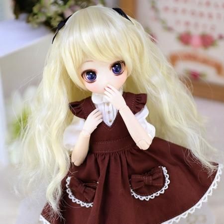 5inchリボンウエーブ 蜂蜜色 Dollウィッグと洋服のお店 Dollce ドルチェ