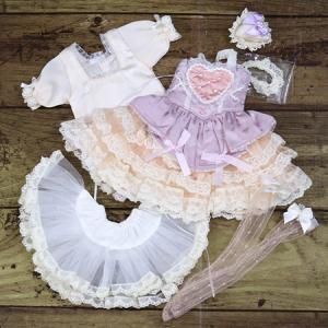 塁*様 1/4ドール用オバケ袖シャツ お茶会柄(黒)４点セット TEZUKA ONGAKU CLOTHES TEE おけさのひょう六【販売終了