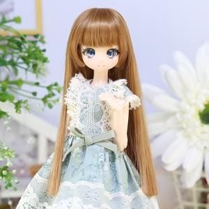 【公式】アクセサリーの激安通販 1/8 4〜6インチ 可愛 水色 ロングヘア 姫カット ウィッグ ドール 人形