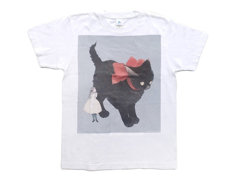 Tシャツ ねこ助 リボンと黒猫 - FEWMANY ONLINE SHOP