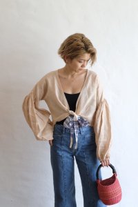 【I am...】French Linen Puff Sleeve Cardigan