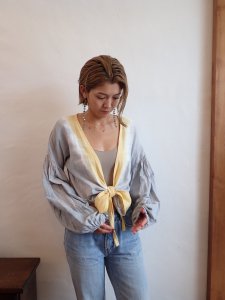 I am...Wgauze Puff Sleeve Cardigan