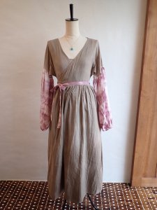 I am...W gauze Puff Sleeve Wrap Long Dress