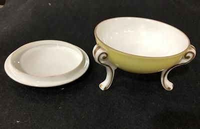 オールドノリタケ　小物入れ ノリタケの金彩入り六角形キャニスター｜華やかな小物入れ