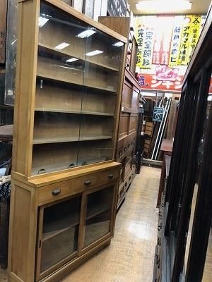 【昭和レトロ】ガラス製/飾り棚 昭和レトロ ガラス本箱 飾り棚 キャビネット - トランジットライフ