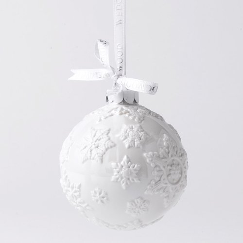 ウェッジウッド クリスマスオーナメント ラスター スノーフレーク ホワイトボール Snowflake Relief White Ball Wedgwood Ornament 西洋陶磁器 テーブルウエア アルテサニア ノーブレ Artesania Noble