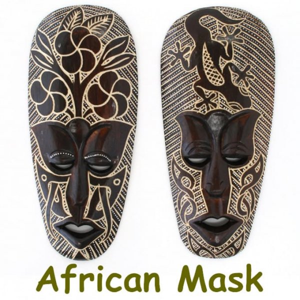 木彫り マスク アフリカ面 S 壁 飾り お面 - アジアン家具と雑貨の販売