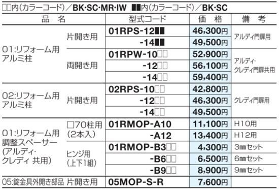 リフォーム用アルミ柱014
