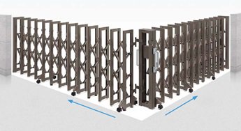 リクシルの大型伸縮門扉グランシャインBタイプ(角地タイプ)を格安販売中｜ - 珪藻土や漆喰、メッシュフェンスが安い｜アイビ快適建材通販ショップ
