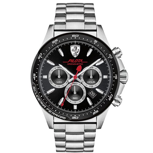 スクーデリア・フェラーリ/Scuderia Ferrari/時計/ピロータ/0830393/ブラックダイアル×ステンレスベルト-  腕時計の通販ならワールドウォッチショップ