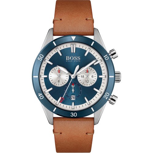 ヒューゴボス　時計　メンズ　サンティアゴ　1513860　ブルー×ライトブラウンレザーベルト- 腕時計の通販ならワールドウォッチショップ
