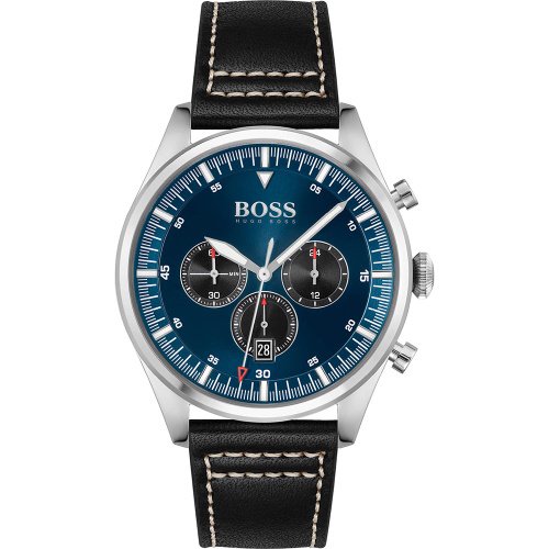 ヒューゴボス　時計　メンズ　パイオニア　1513866　ブルー×ブラックレザーベルト- 腕時計の通販ならワールドウォッチショップ