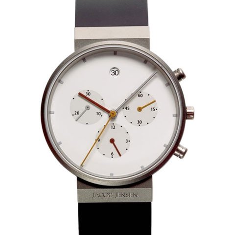 ヤコブ・イェンセン 腕時計 メンズ 601 クロノグラフ ホワイト 