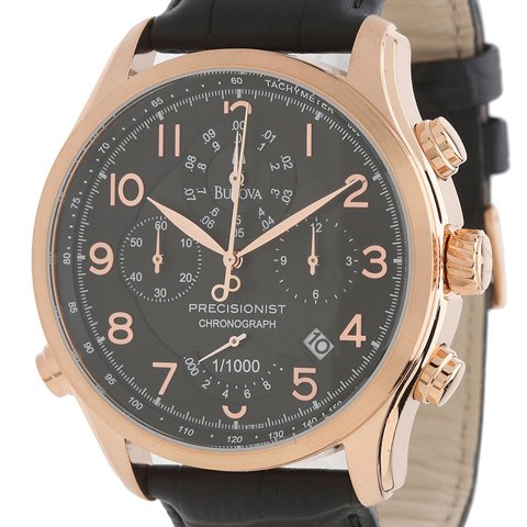 ブローバ 腕時計 プレシジョニスト 97B122 ブラック×ローズゴールド×ブラックレザーベルト - 腕時計の通販ならワールドウォッチショップ
