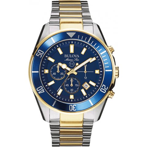ブローバ　腕時計　マリンスター　クロノグラフ　98B230　ブルー×ゴールド - 腕時計の通販ならワールドウォッチショップ
