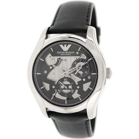 エンポリオアルマーニ　腕時計　メカニコ　AR4673　ブラック×ブラックレザー - 腕時計の通販ならワールドウォッチショップ