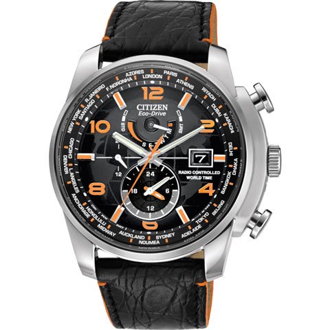 シチズン　逆輸入　エコドライブ　AT9010-28F　ワールドタイマー　リミテッドエディション　ブラックダイアル×オレンジ -  腕時計の通販ならワールドウォッチショップ