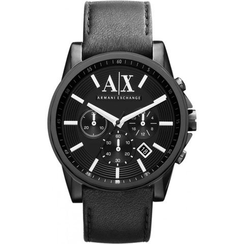 アルマーニエクスチェンジ　腕時計　メンズ　アウターバンクス　AX2098　ブラック×ブラックレザーベルト - 腕時計の通販ならワールドウォッチショップ