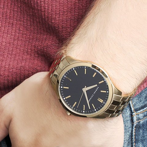 アルマーニエクスチェンジ　腕時計　メンズ　ハンプトン 　ブラック×ゴールド   腕時計の通販ならワールドウォッチショップ