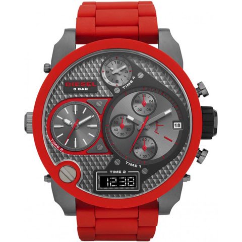 ディーゼル　腕時計　ミスターダディー　DZ7279 　ガンメタル×レッドシリコンラバーベルト - 腕時計の通販ならワールドウォッチショップ