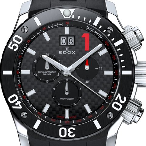 エドックス　腕時計　クラスワン　クロノオフショア　10020 3 NIN　ブラック×レッド×ブラックラバー - 腕時計の通販ならワールドウォッチショップ