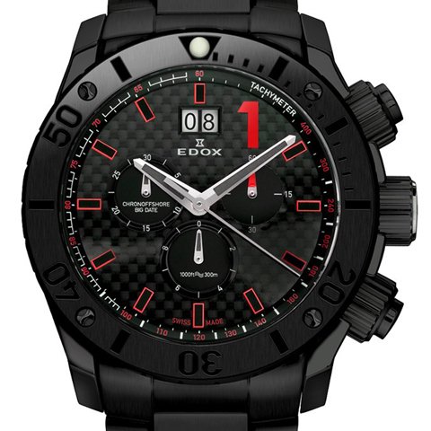 エドックス　腕時計　クラスワン　クロノオフショア　10021 37N NRO　ブラック×レッド - 腕時計の通販ならワールドウォッチショップ