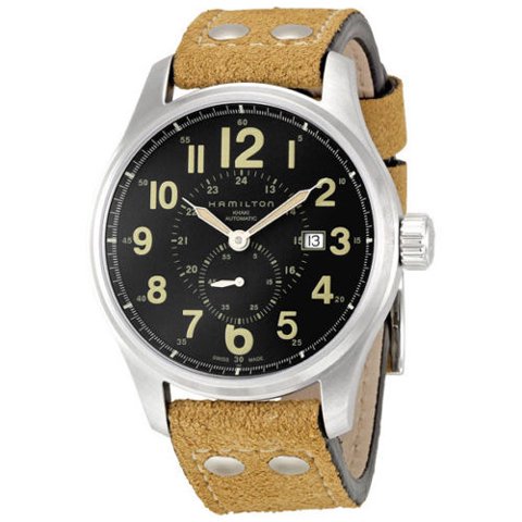 ハミルトン 腕時計 カーキ オフィサー オート H70655733 ブラック ...