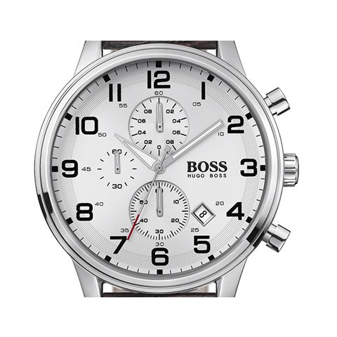 ヒューゴボス 腕時計 メンズ ブラック 1512447 ホワイトダイヤル×ブラウンレザーベルト - 腕時計の通販ならワールドウォッチショップ