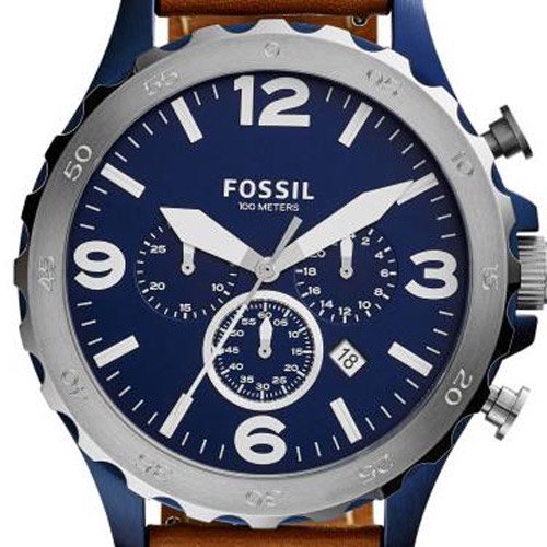 フォッシル　腕時計　メンズ　ネイト　JR1504 ブルーダイアル×ブラウンレザーベルト - 腕時計の通販ならワールドウォッチショップ