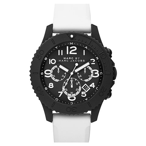 マークバイマークジェイコブス　腕時計　メンズ　ロック　MBM5525　ブラック×ホワイトラバーベルト - 腕時計の通販ならワールドウォッチショップ