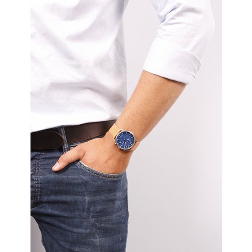 スカーゲン　時計　メンズ　SKW6285　ブルー×ブラウンレザーベルト - 腕時計の通販ならワールドウォッチショップ