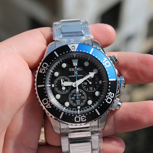セイコー ソーラー/逆輸入/SSC017P1/ブラック×ブルー - 腕時計の通販